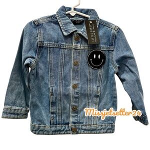 NEW Little Bipsy Denim Jacket Happy Day Patch Smiley Face 18-24 month